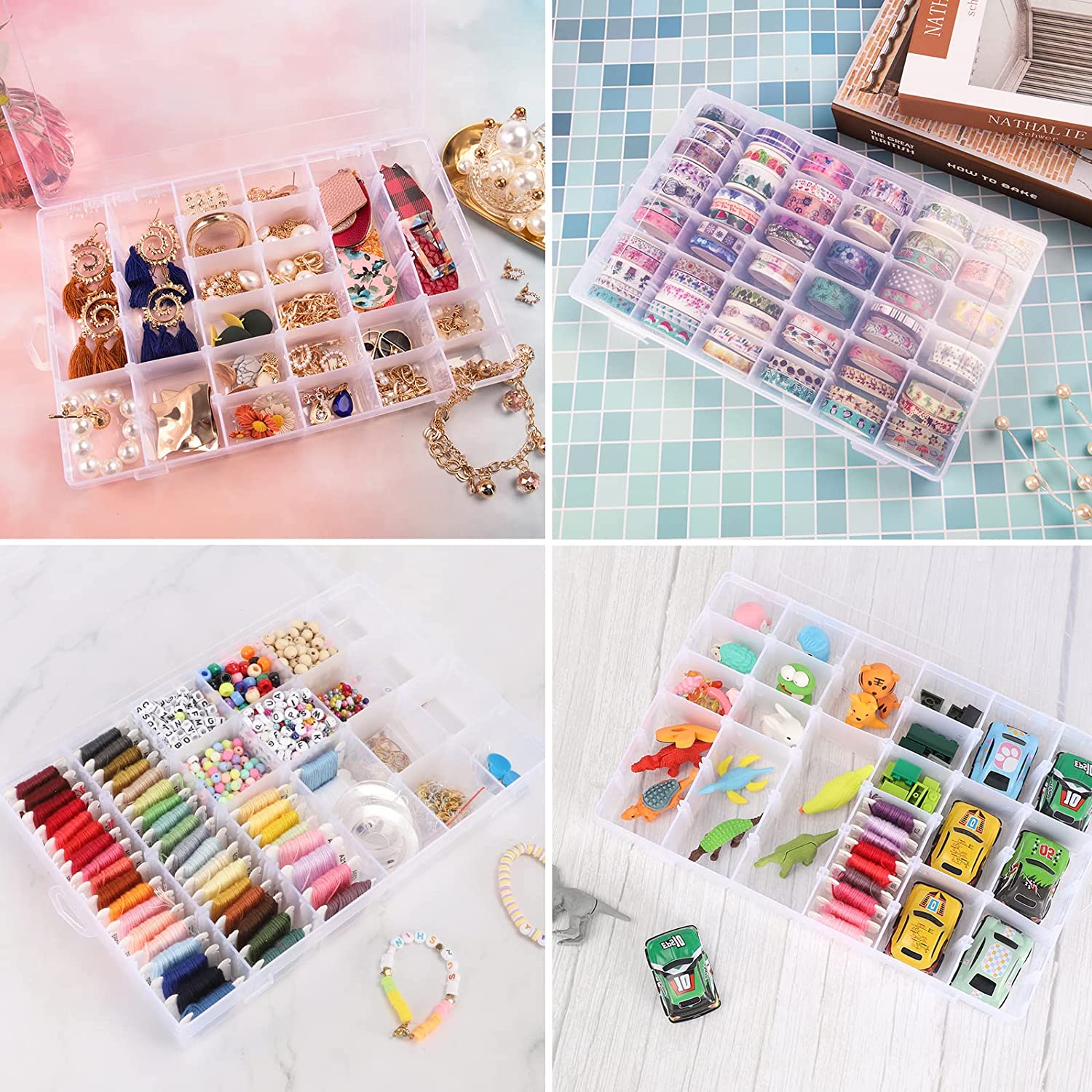 7673 36 Grids Clear Plastic Organizer Box with Adjustable Compartment Dividers, Jewellery Storage Organizer Collection Box (1 pc ) DeoDap 7673 36 Grids Clear Plastic Organizer Box with Adjustable Compartment Dividers, Jewellery Storage Organizer Collection Box (1 pc ) DeoDap